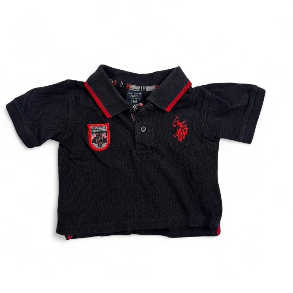 Vintage U.S. Polo Assn Polo Shirt 18M Black Red Toddler Collared Tee